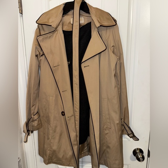 MICHAEL KORS DOUBLE BREAST PIPED TRENCH COAT W HOOD/ DETACHABLE LINER JACKET M - Picture 2 of 12